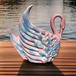 Vintage Royal Haeger Royal Hickman USA Pottery Mauve Agate Swan Planter R182R